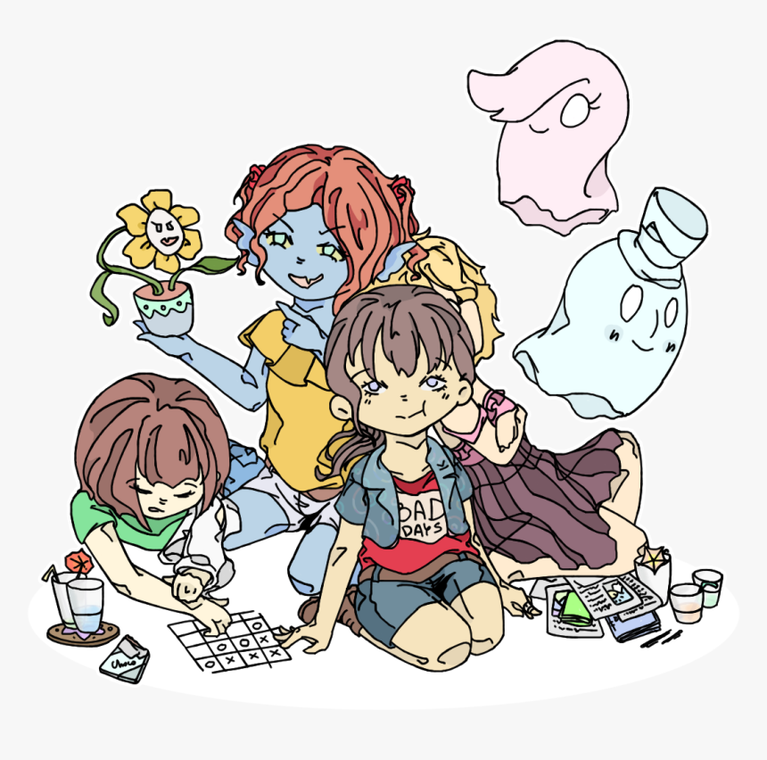 Undertale Undyne Alphys Alphyne Flowey Frisk Chara - Cartoon, HD Png Download