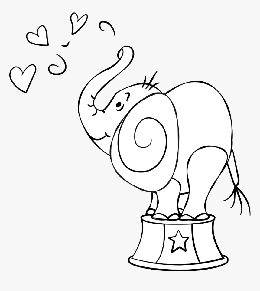 Elephant Love Digi Stamp - Cartoon, HD Png Download