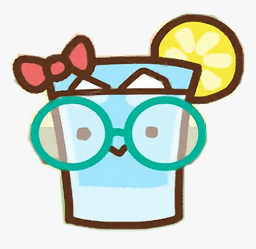 Clawbert Cute Kawaii Cartoon Glass Lemonade Lemon Bow - Cute Glass Cartoon Png, Transparent Png