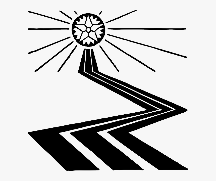 Road, Path, Black And White, Sun, Light, Rays, Star - Path Clipart, HD Png Download