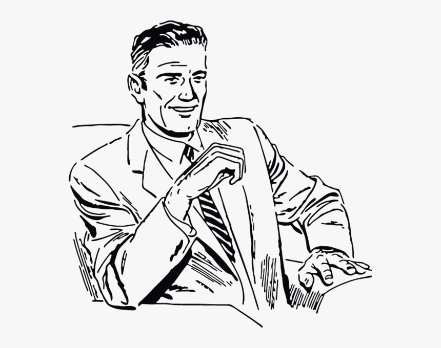 Man In Suit Sitting In Chair - Man In A Suit Drawing, HD Png Download