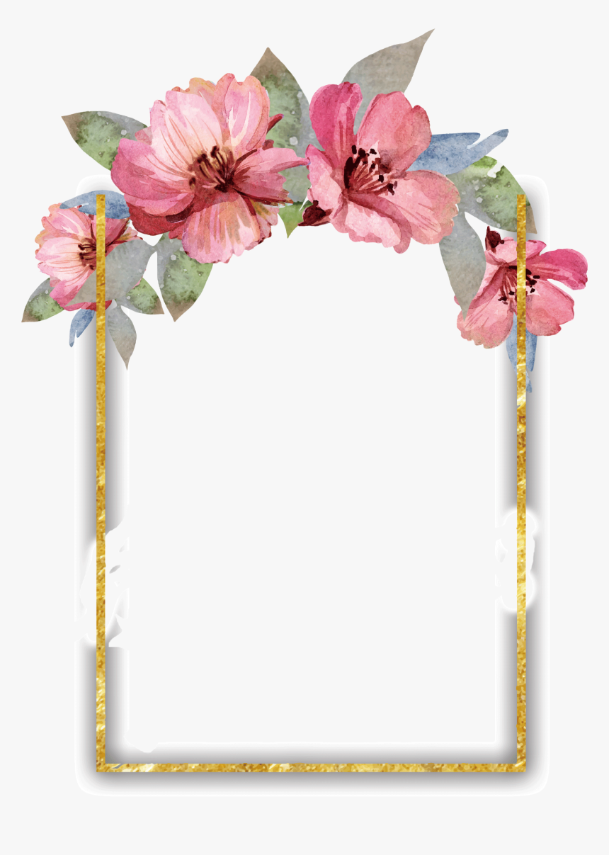 #ftestickers #frame #gold #border #watercolor #flowers - Watercolor Floral Border Design, HD Png Download