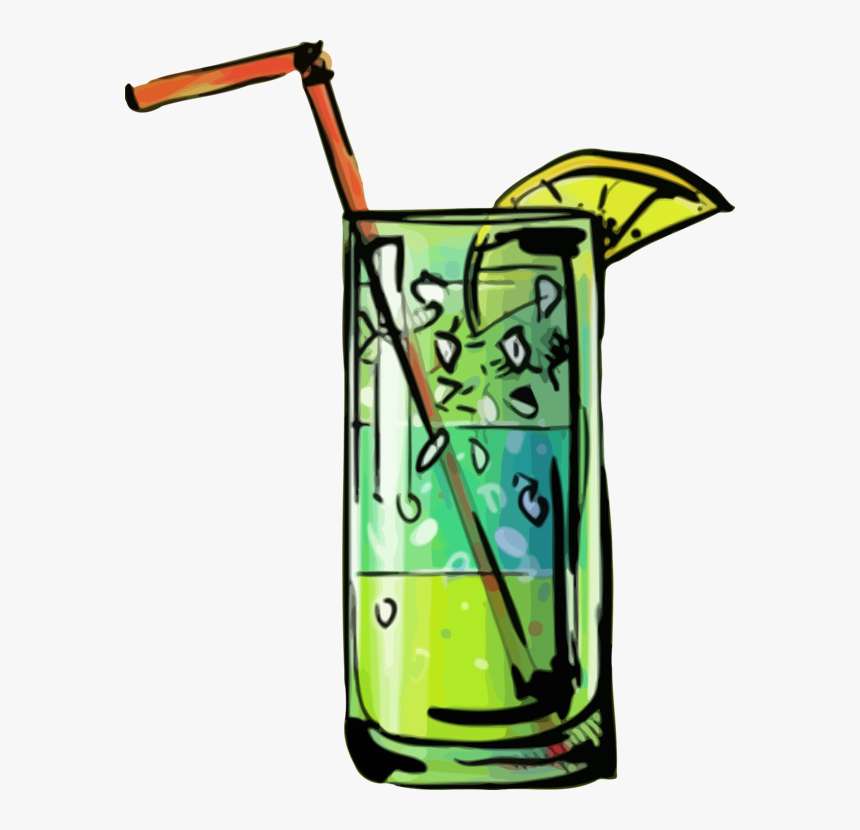 Yellow,glass,green - Green And Yellow Cocktail Clipart, HD Png Download