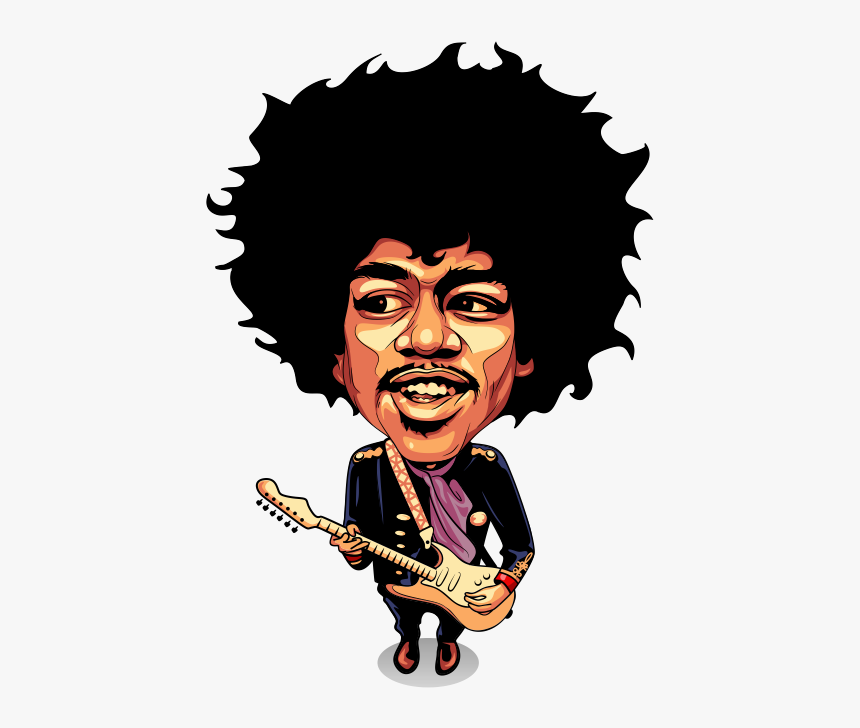 Jimi Hendrix Caricature Cartoon Drawing - Jimi Hendrix Caricature, HD Png Download