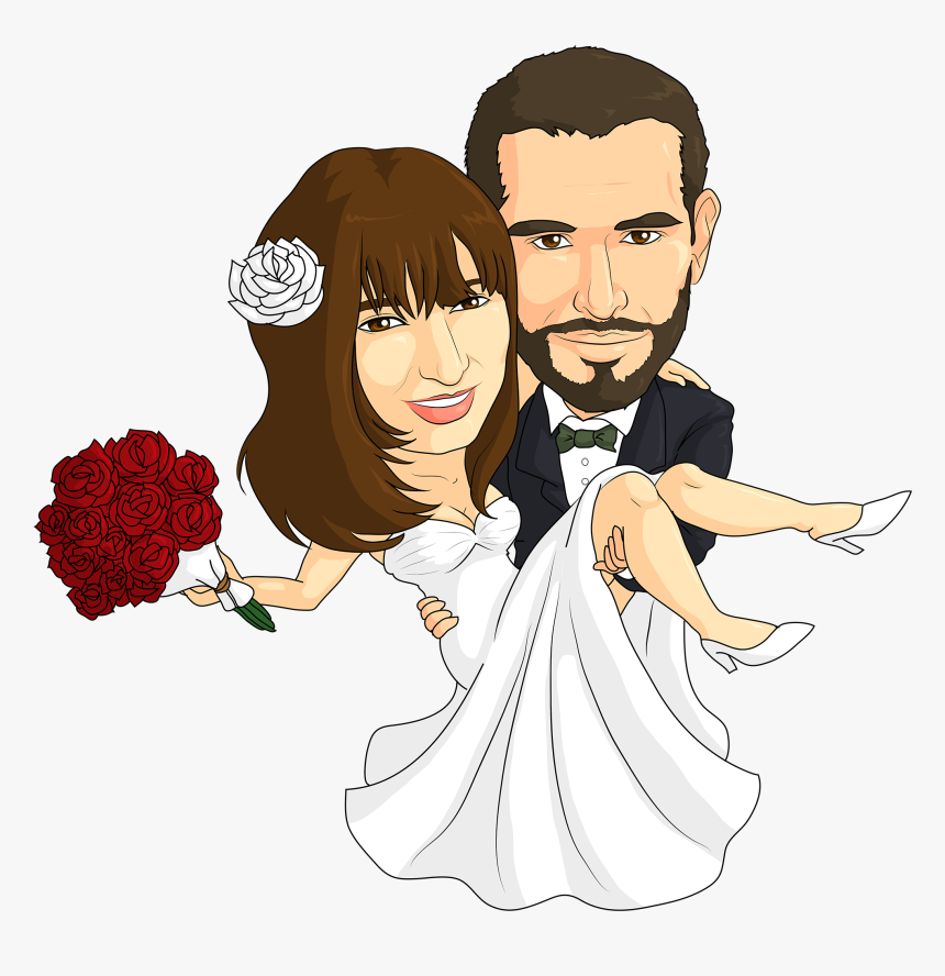 Caricature For A Wedding - Couple Cartoon Caricature Wedding, HD Png Download