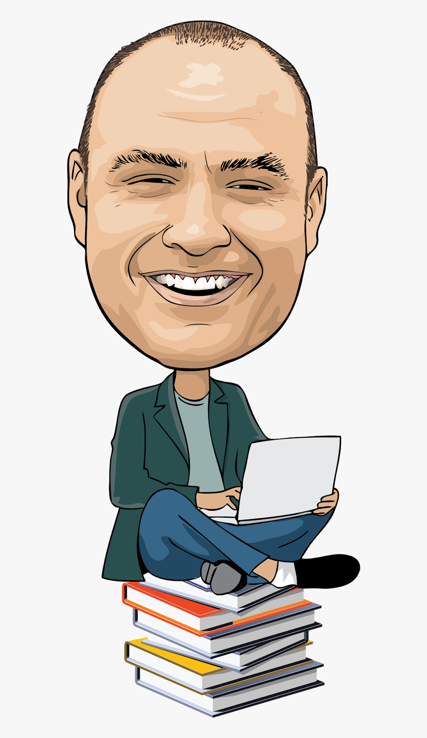 Man With Book Caricature, Man With Laptop Caricature, - Happy Birthday Mr Writers, HD Png Download
