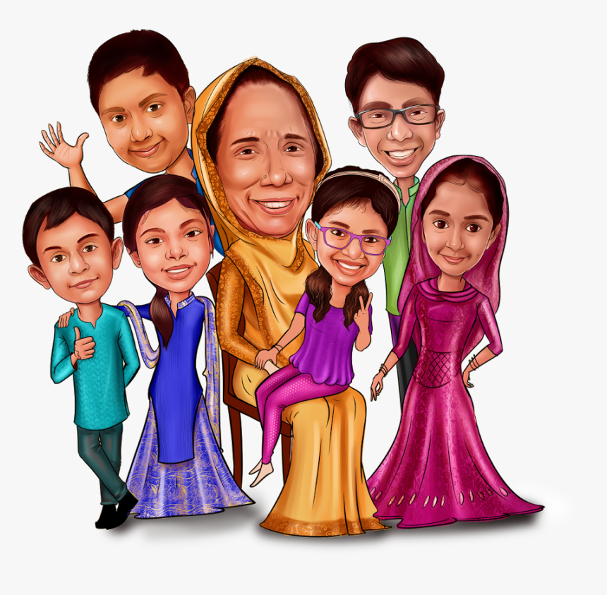 Caricature11 Digital Caricature, Caricature Gifts, - Family Caricature Png, Transparent Png