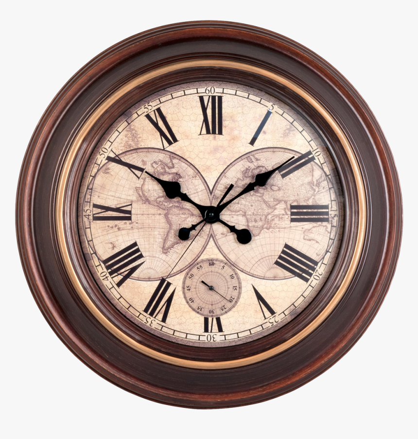 Vintage Wall Clock Png Image - Map Of World Wall Clock, Transparent Png