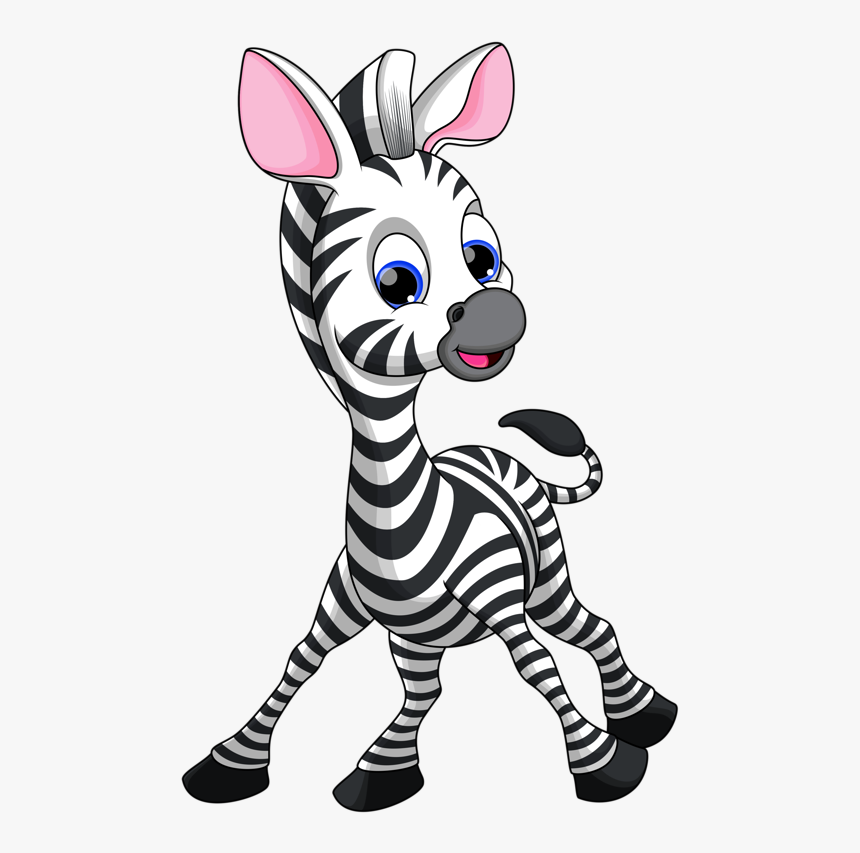 Giraffe Clipart Caricature - Zebra Cartoon Png, Transparent Png