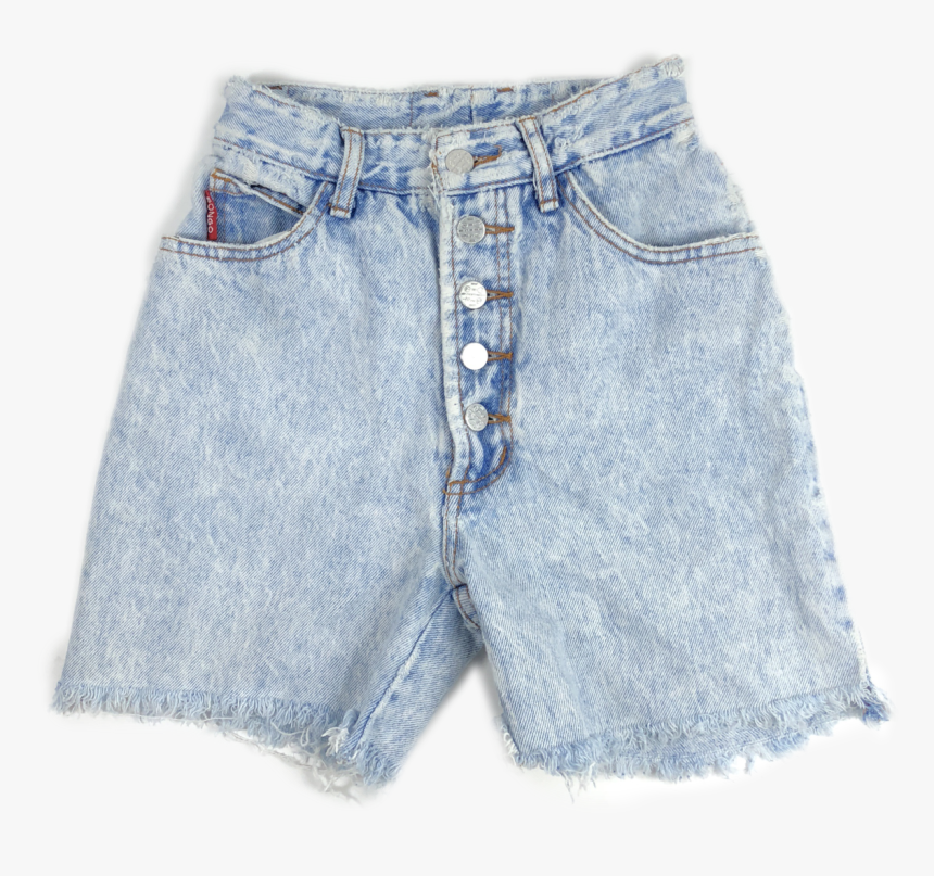 Lightwash Acid Bongo Exposed Button Distressed Denim - Bermuda Shorts, HD Png Download