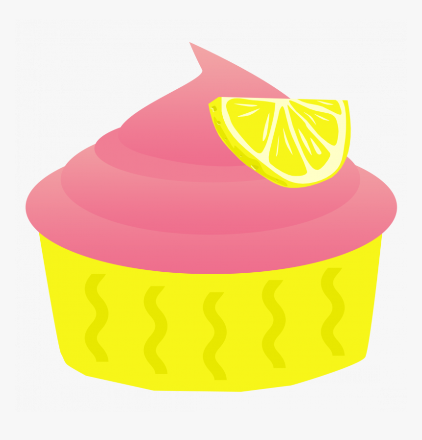 Lemon Clipart Lemon Cupcake - Pink And Yellow Cupcake Clipart, HD Png Download