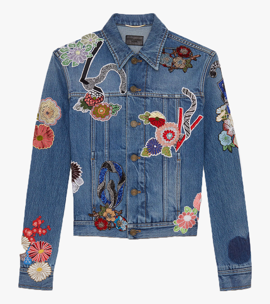 Saint Laurent Embroidered Denim Jacket, HD Png Download
