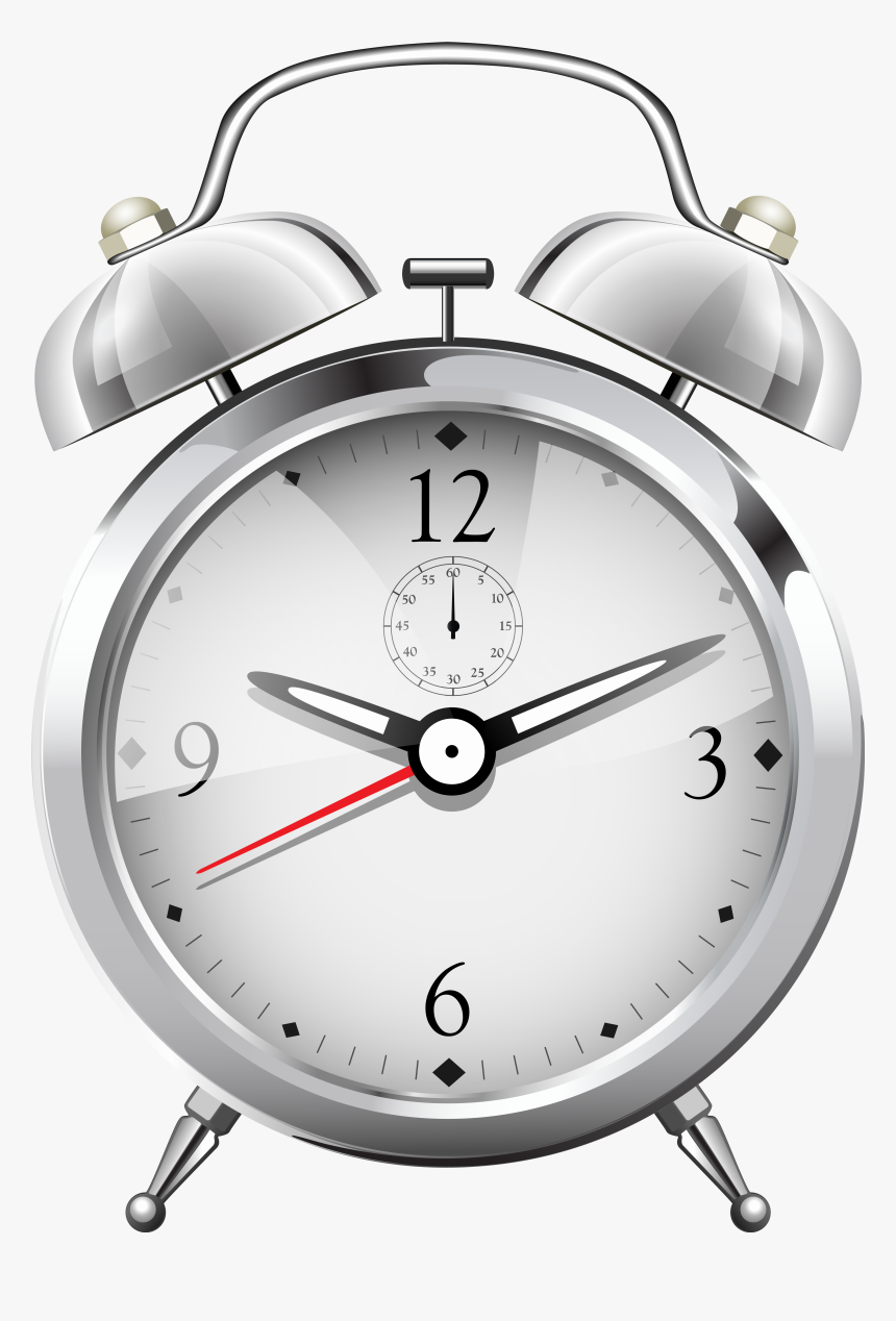 Silver Alarm Clock - Alarm Clock Png, Transparent Png