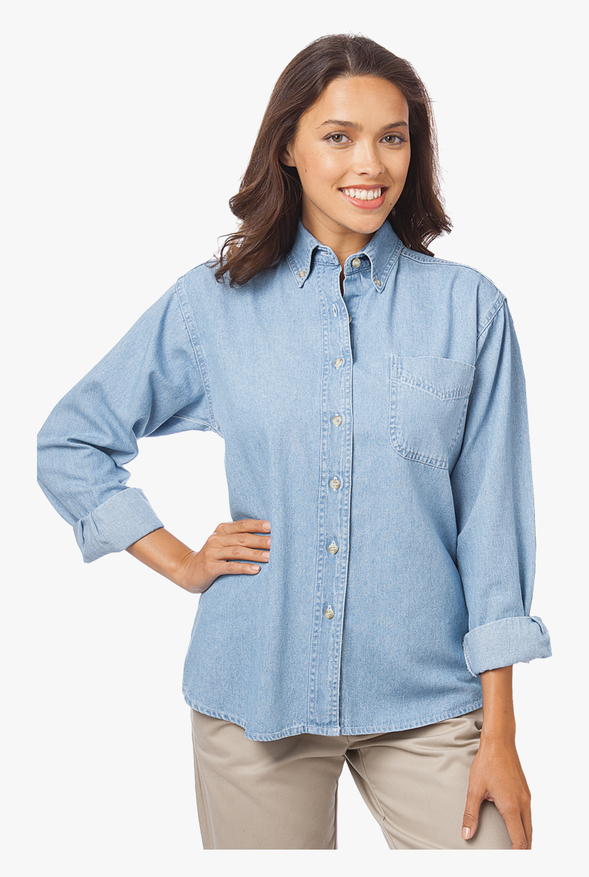 Ladies Long Sleeve Premium Denim - Pocket, HD Png Download