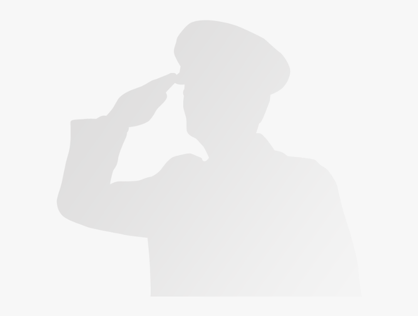 Grey Soldier Saluting - Soldier Saluting Silhouette In White, HD Png Download