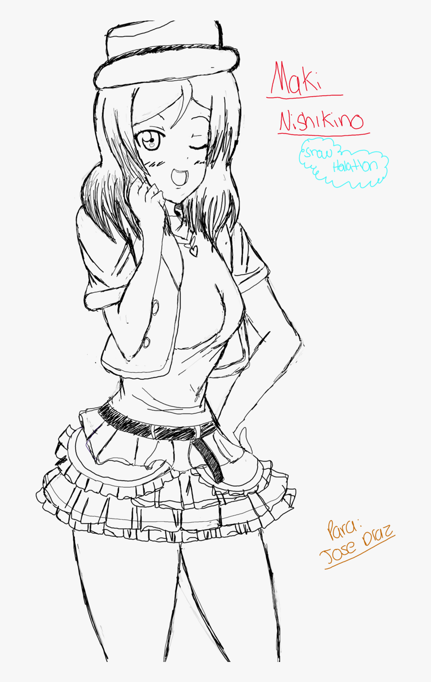 Maki Nishikino Snow Halation Dress - Line Art, HD Png Download