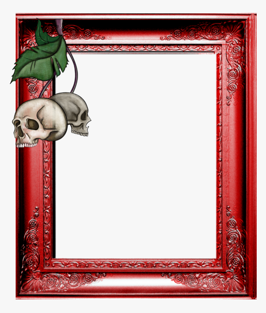 Mq Red Skull Cherry Frame Frames Border Borders - Picture Frame, HD Png Download