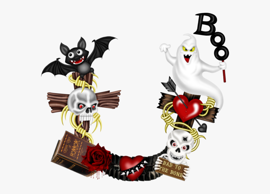 #halloween #boo #ghost #skull #skulls #bat #wood #frame - Cartoon, HD Png Download