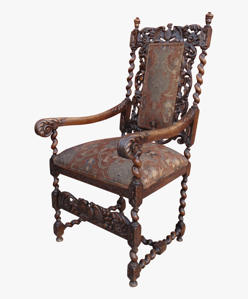 Antique High Back Barley Twist Chair Transparent Background - Antique Chair Png, Png Download
