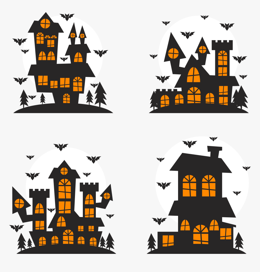 Halloween Silhouette Illustration - Castle Halloween Vector Png, Transparent Png