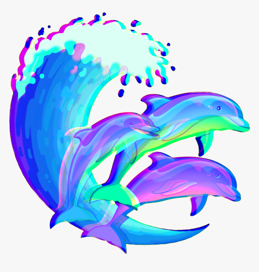 #vaporwave #dolphins - Clip Art Of Dolphins, HD Png Download