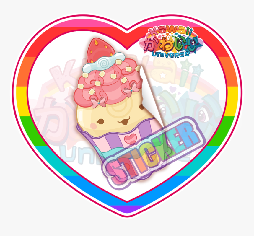 Kawaii Universe Cute Strawberry Cupcake Sticker Png - Verbotsschilder, Transparent Png