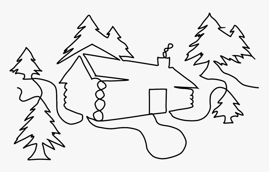 40020 Cabin In The Woods By Dave Hudson Full Line Stencil - Line Art, HD Png Download