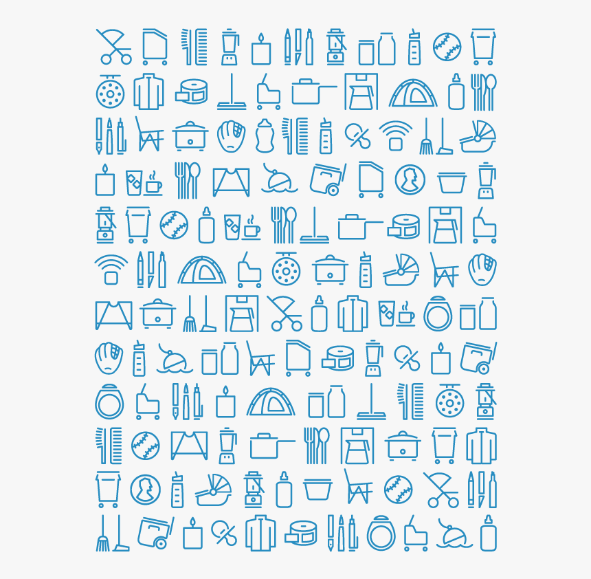 Blue Repeating Icon Pattern - Pattern, HD Png Download
