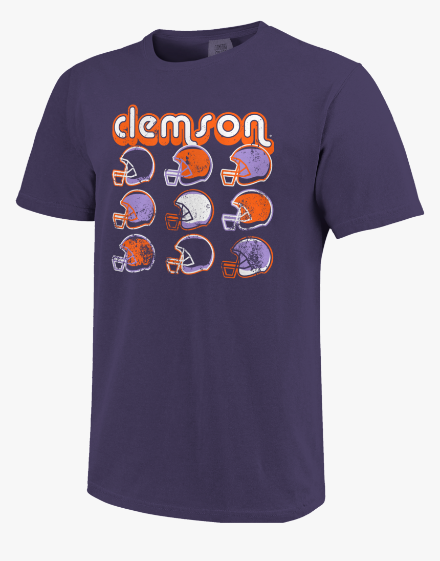 Clemson Retro Helmets Short Sleeve T Shirt 
 Class - Active Shirt, HD Png Download