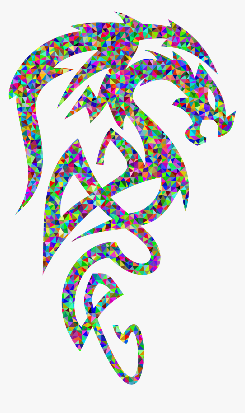 Low Poly Prismatic Tribal Drake Clip Arts - Dragon Black And White Png, Transparent Png
