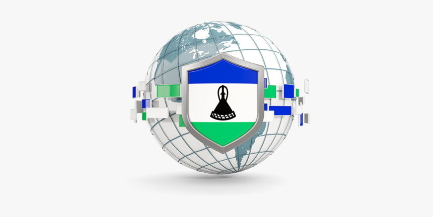 Globe With Shield - Lesotho Flag, HD Png Download