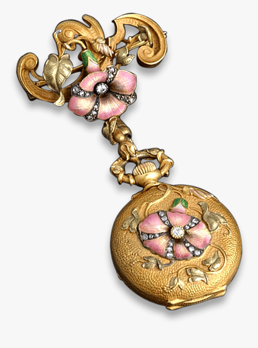 French Art Nouveau Watch Pendant - Art Nouveau Jewelry, HD Png Download