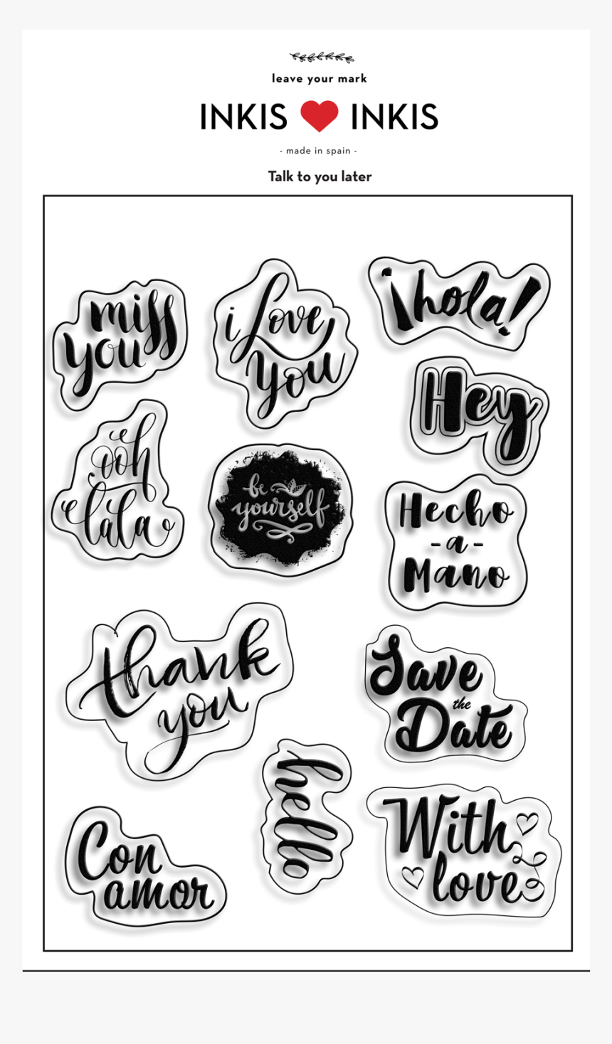 Pack Sellos Inkis Transparente Frases - Cartoon, HD Png Download