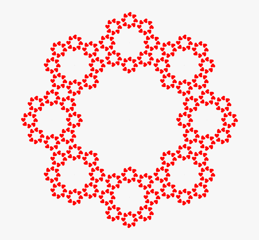 Hearts Love Frame Decorative Ornamental Border - Sierpinski Heptagon, HD Png Download