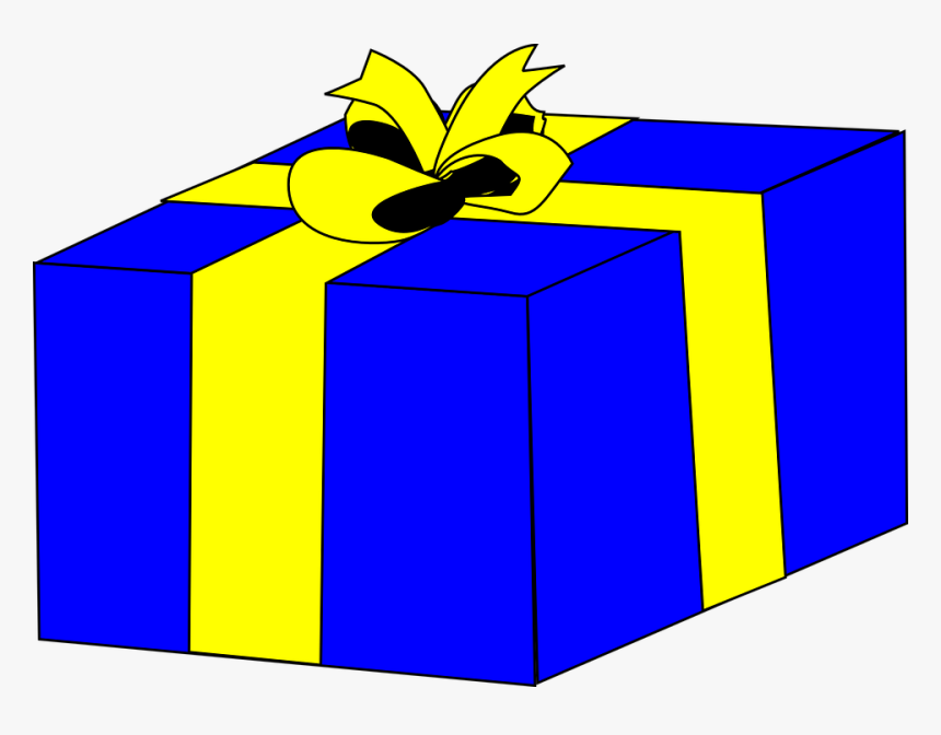 Birthday Present Clipart Blue Gold - Birthday Present Clip Art, HD Png Download