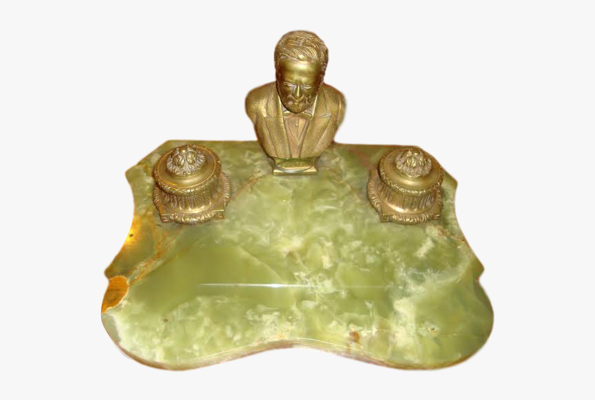 Onyx And Bronze Inkwell Desk Set - Bronze Sculpture, HD Png Download