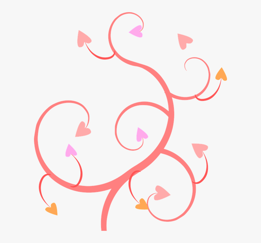 Ivy, Vine, Floral, Design, Flower, Pink, Decoration - Hearts Swirl Clipart, HD Png Download