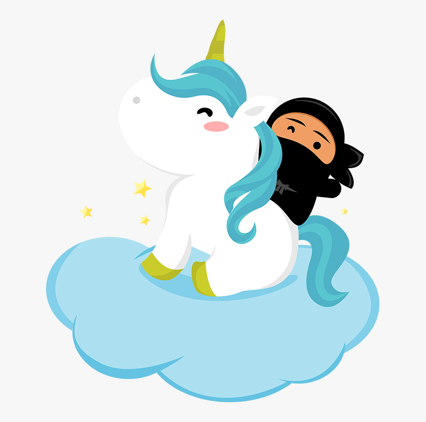 Cartoon Shinobi Riding A Unicorn - Cartoon, HD Png Download