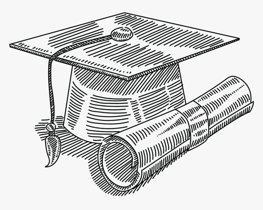 Transparent Graduation Cap And Diploma Clipart - Scholarship Art Black