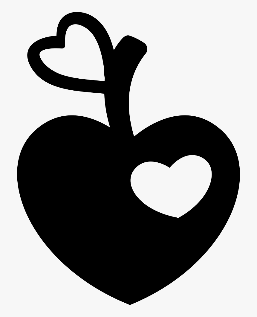 Heart Shaped Apple With Heart Bite And Heart Leaf Shape - Apple With Heart Svg, HD Png Download