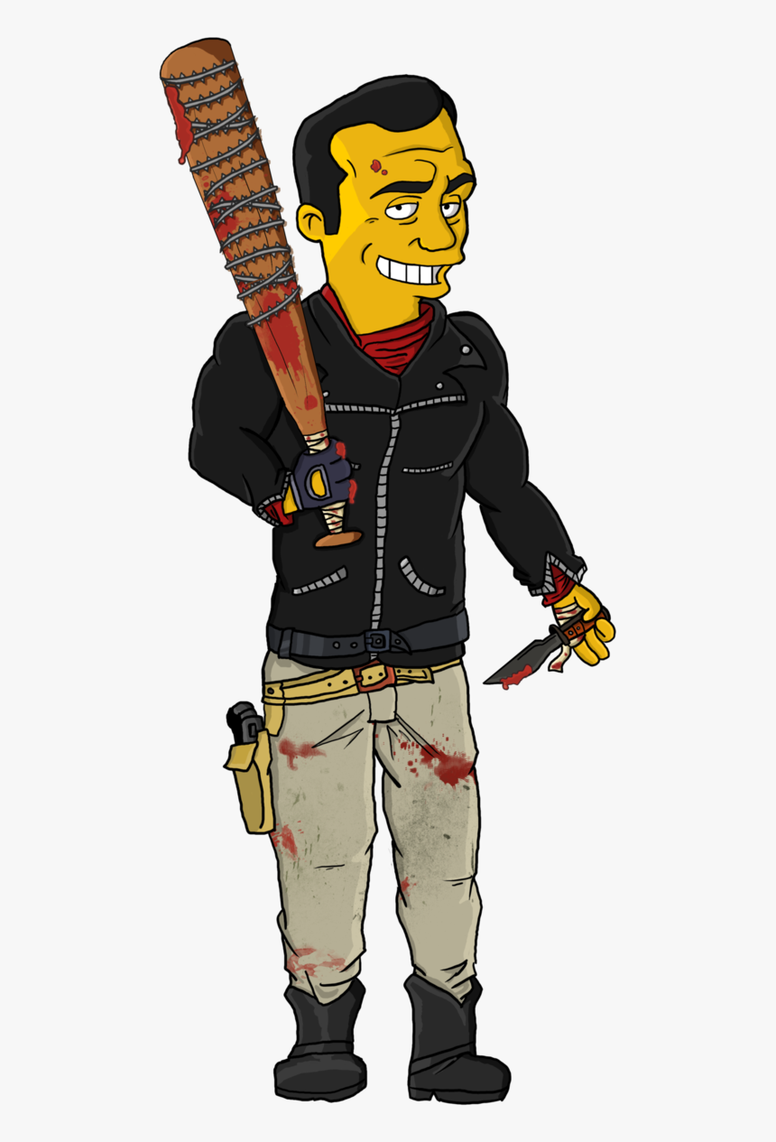 Twd Comics Negan And Lucille Simpsons Style By Thewalkerprieton - Walking Dead Negan Simpsons, HD Png Download