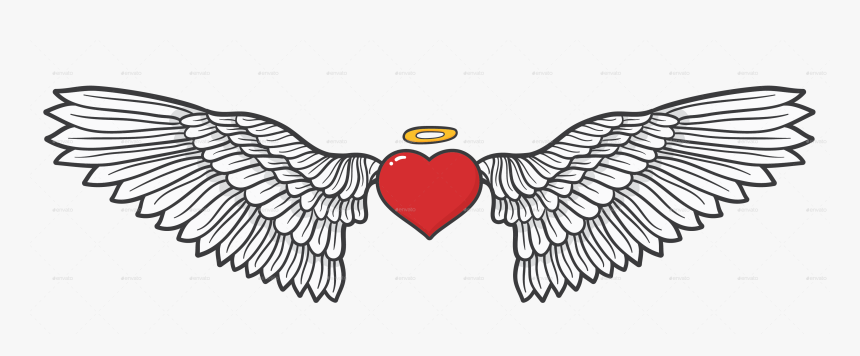 Transparent Devil Wings Png - Love Heart With Wings Png, Png Download