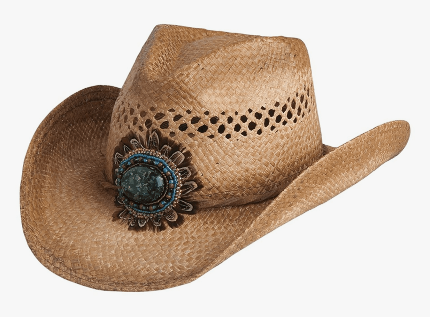 Women S Navajo Western Bead And Feather Raffia Hat - Cowboy Hat, HD Png Download