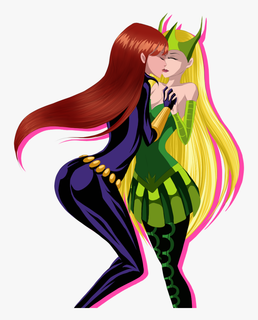 Enchantress/black Widow - Black Widow Kissing Scarlet Witch, HD Png Download