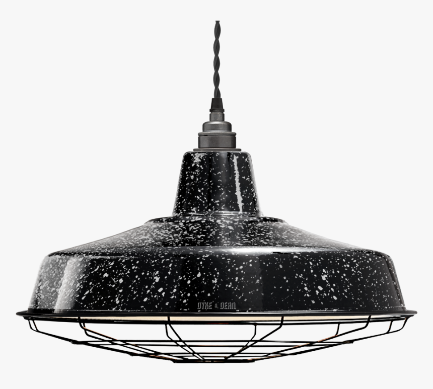 Large Black Speckle Enamel Shade Caged - Lampshade, HD Png Download