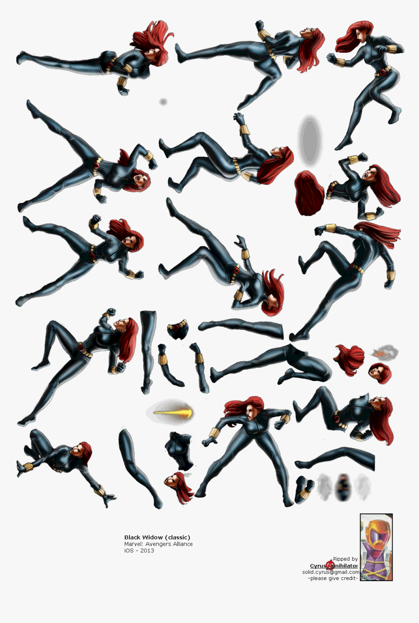 Black Widow Marvel Avengers Alliance - Black Widow Sprite Sheet, HD Png Download