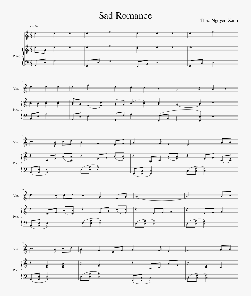 Sad Romance Partitura Piano, HD Png Download