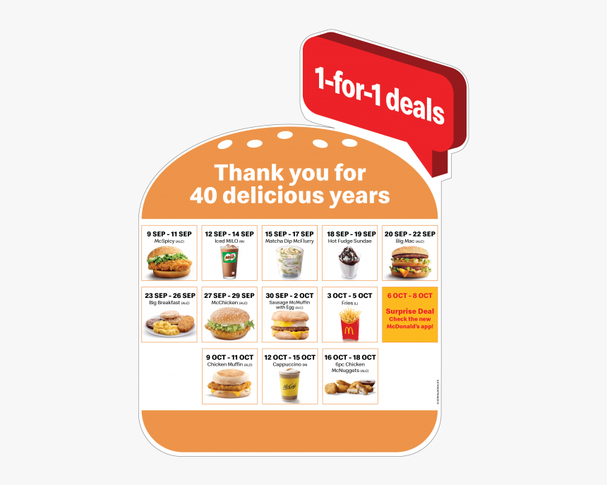 Mcdonalds 40 Days 1 For 1, HD Png Download