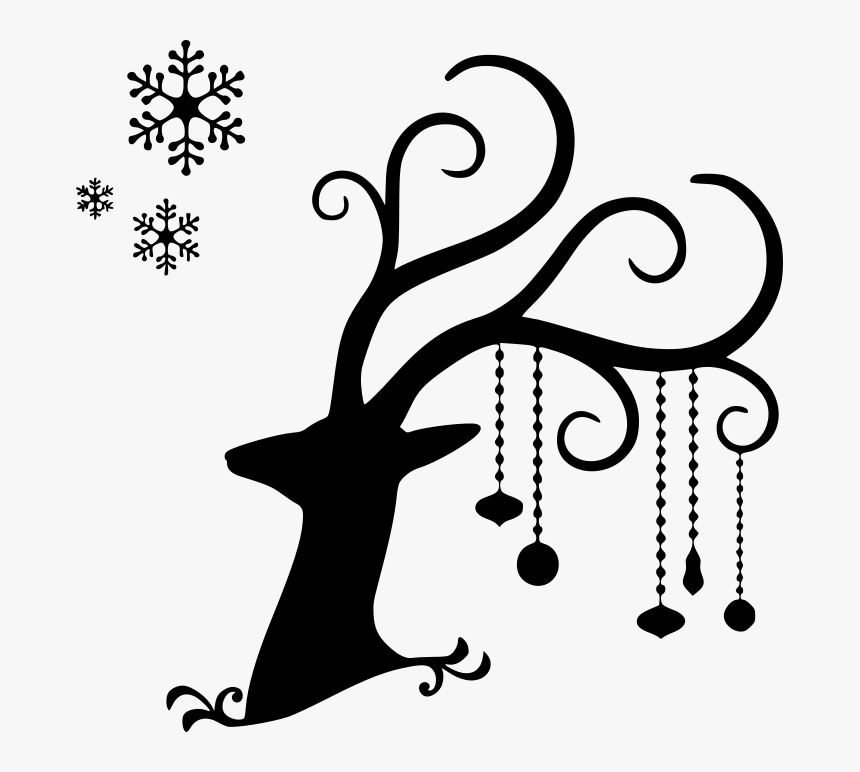 Transparent Reindeer Silhouette Clipart Black And White - Jeleń Świąteczny, HD Png Download