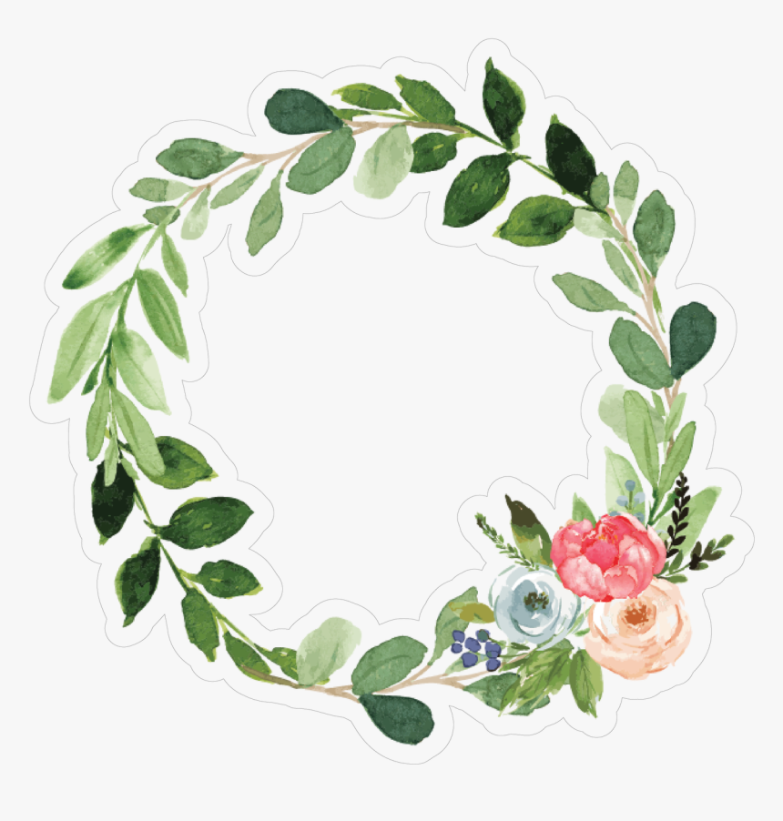Wreath Ribbon Flower Bouquet Clip Art - Green Wreath Clip Art, HD Png Download